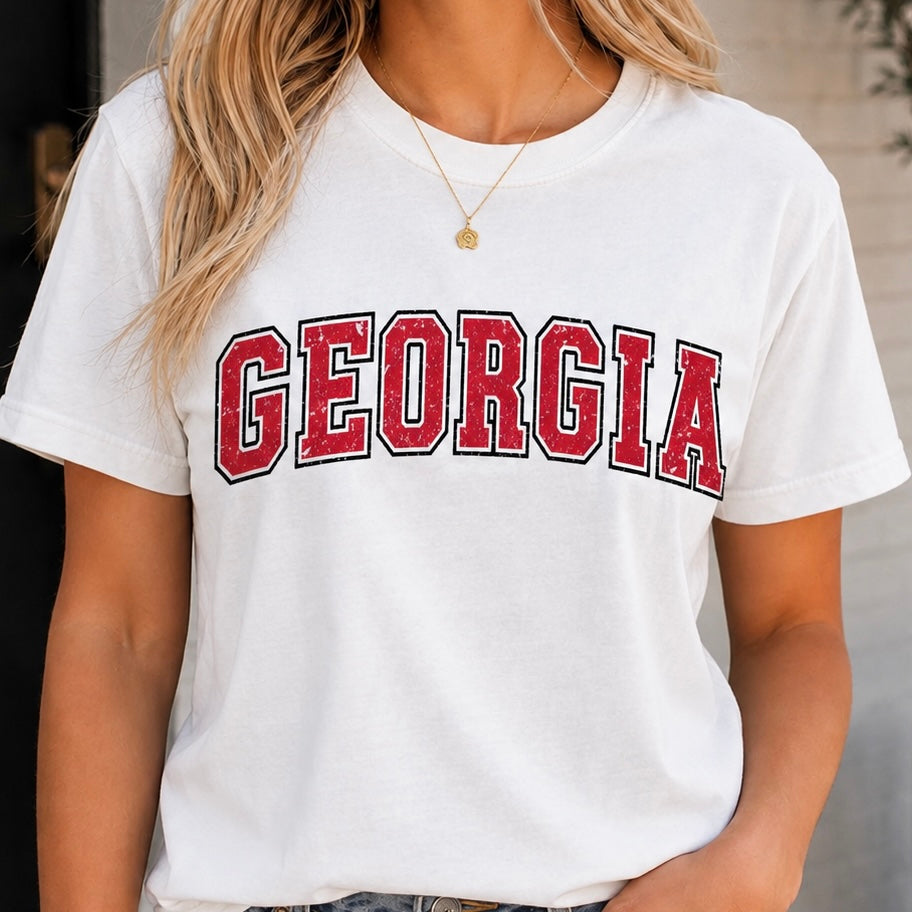 Red & White Georgia Game Day Tee