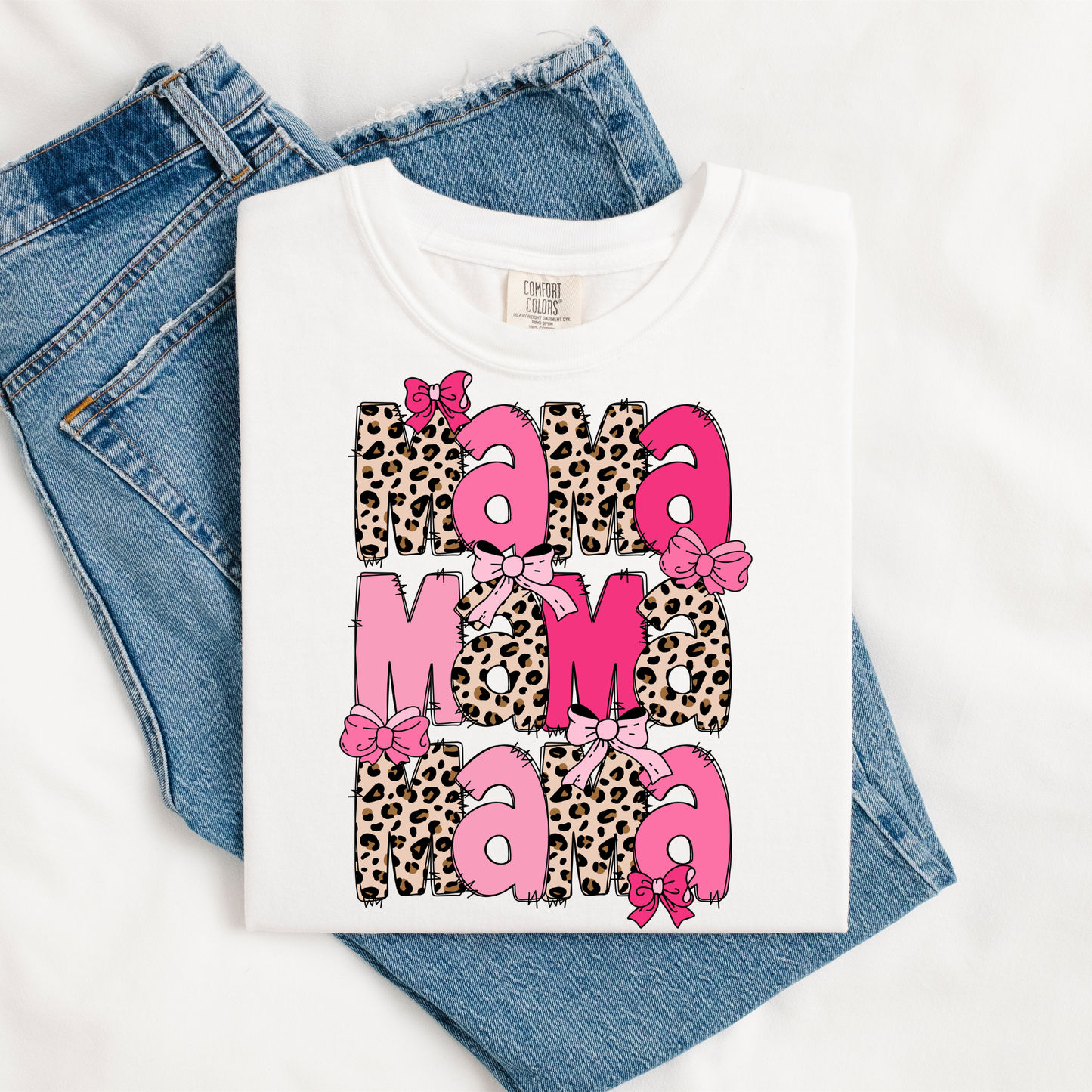 MAMA Pink Bow Leopard DTF Transfer