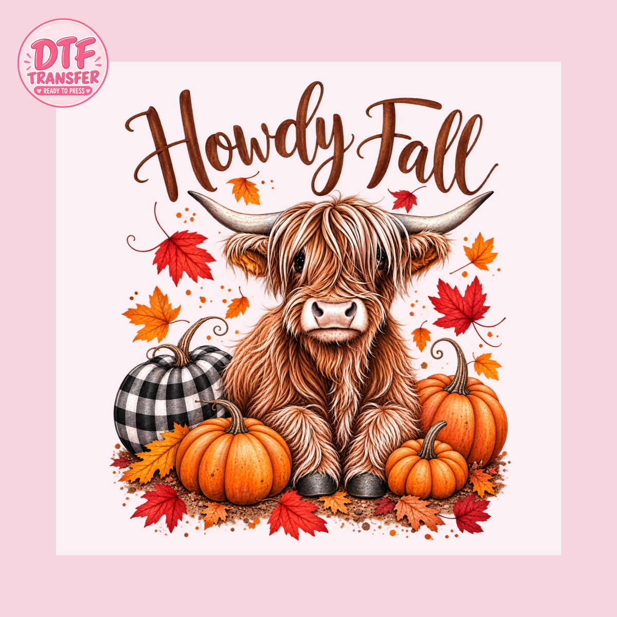 Howdy Fall Highland Cow DTF Transfer