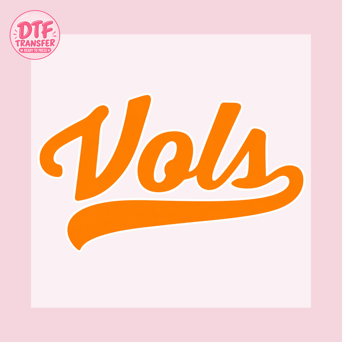 Orange Vols Script DTF Transfer