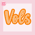 Orange Checkerboard VOLS Script DTF Transfer