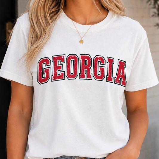 Red & White Georgia Game Day Tee