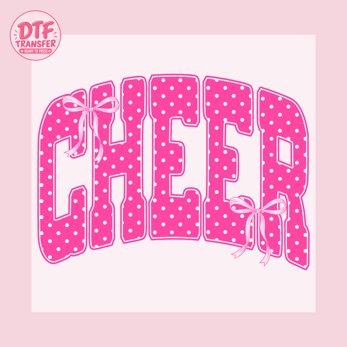 Pink Polka Dot Cheer Bow DTF Transfer