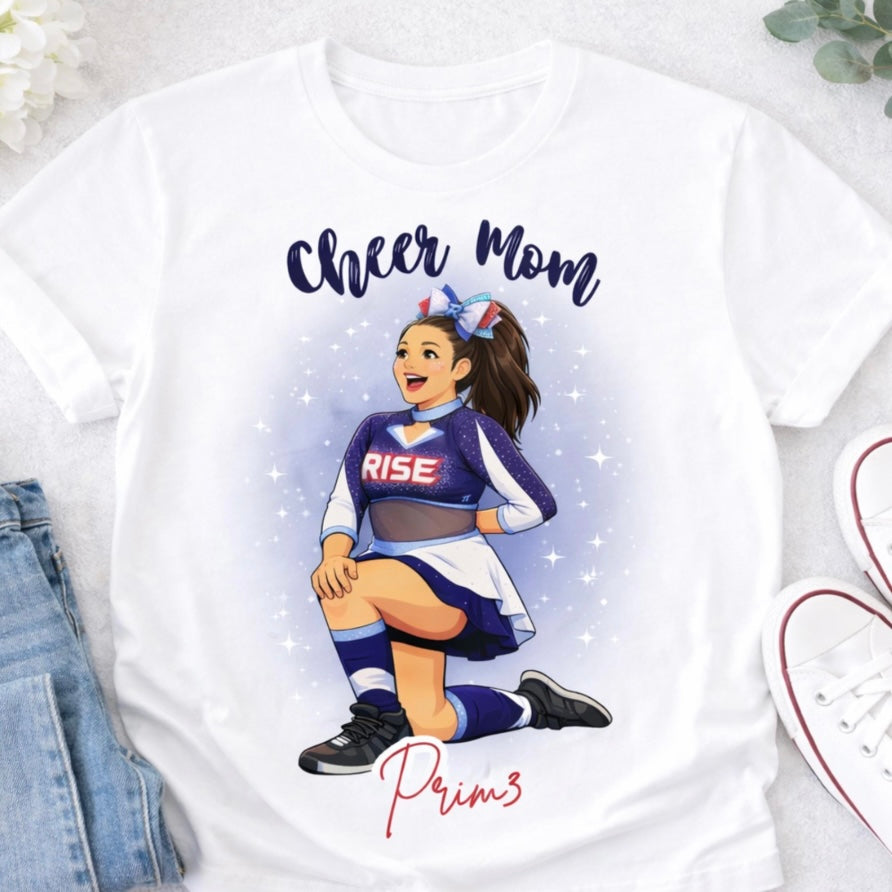 Cheer Mom Cartoon Photo Tee